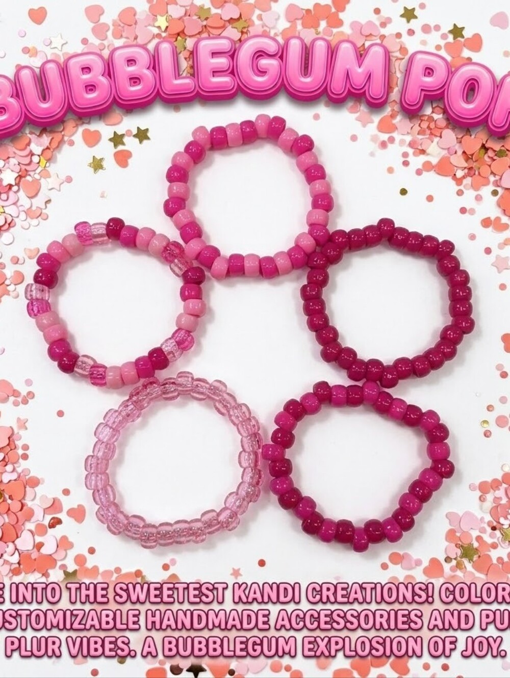 Bubblegum Pop - Kandi Bracelet - Singles - EDM Rave Festival Jewelry